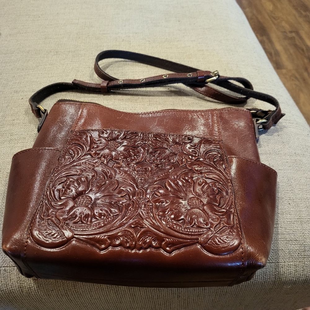 Patricia Nash leather flower tooled crossbody
